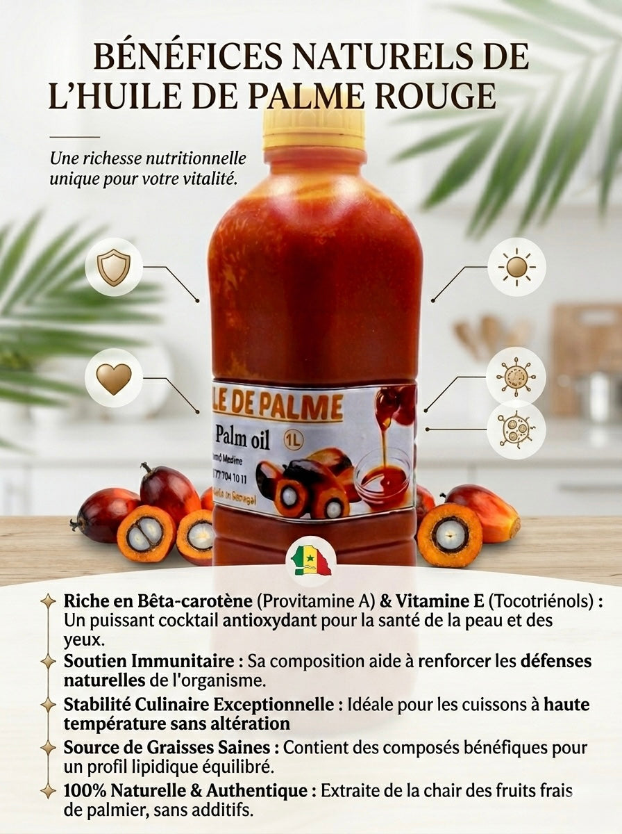 Huile de Palme Rouge du casamance 1L - 100% Naturelle & Authentique | Huile de Palme brute - Diwtir
