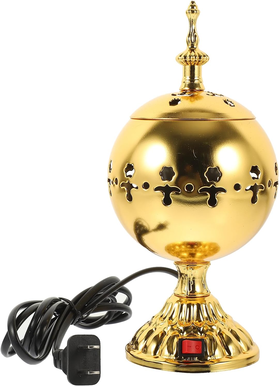 Encensoir électrique - Brûleur à huile électrique - Brûleur d’encens de collection - décoration aromathérapie - Encensoir électrique doré - Brûleur d’encens et diffuseur d’arômes sans flamme