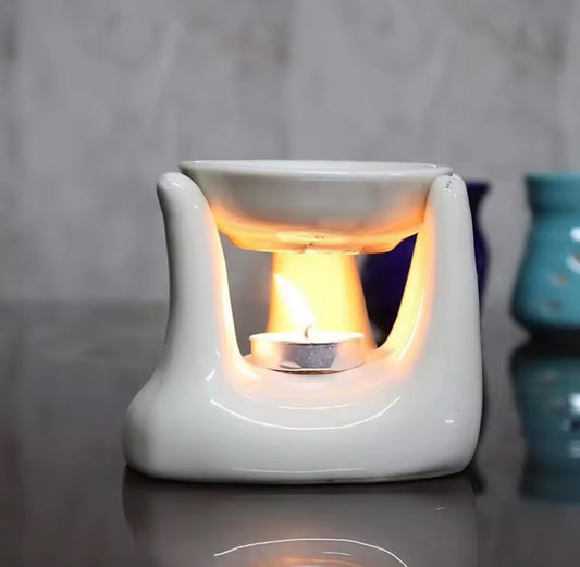 Brûleur d’huile en céramique – Diffuseur à huile essentielle et chauffe-bougie décoratif