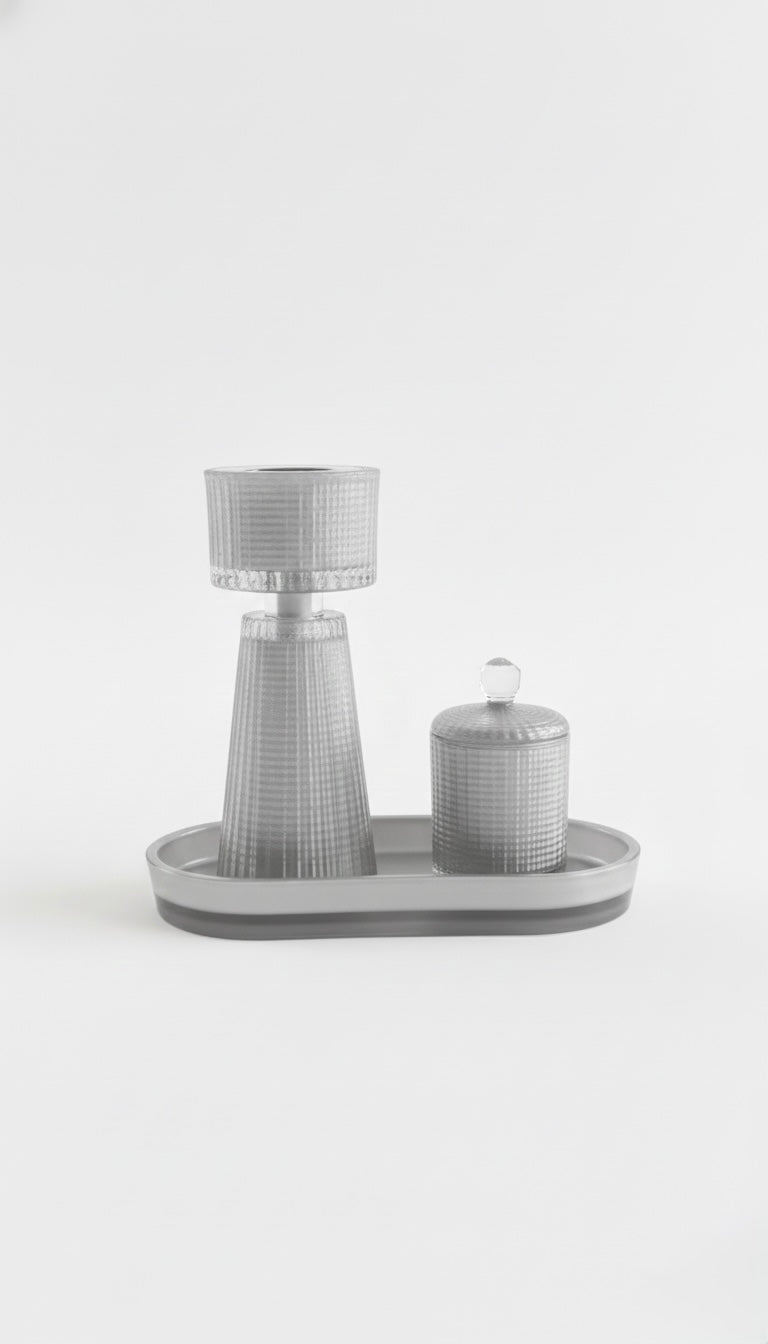 Set de Brûleur d'Encens Luxe en Verre - Mabkhara et Pot à Oud - Style Glamour 3 Couleurs : Noir, Champagne & Gris